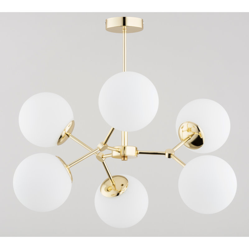 Ambrister 6 - Light Chandelier, White, Gold