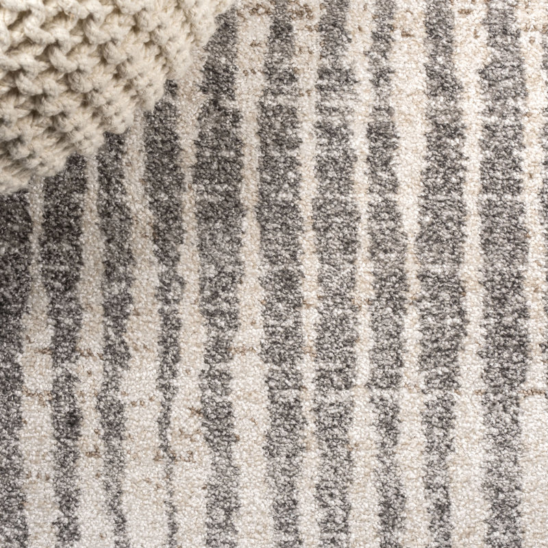 Oconnor Modern Bold Stripe Beige/Dark Gray Rug, Runner 2'3" x 10'