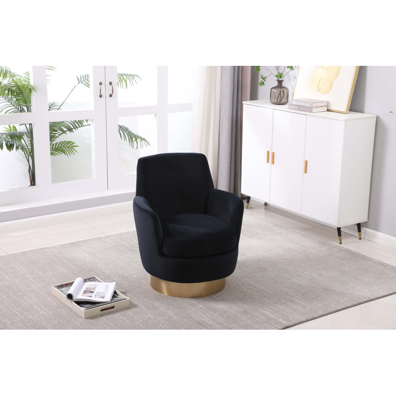 Fauteuil demi-tonneau en velours, Noir