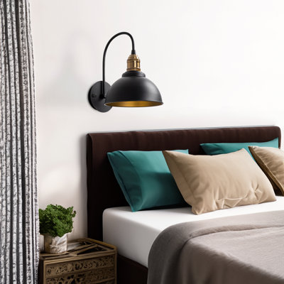 Lampe murale rétro avec corps en métal 10,6 x 10,6 x 14,2 pouces | Douille E27, 15 W maximum | Design bohémien et scandinave, couleur unie | Capuchon et plaque de base en métal durable, parfait pour le salon, la chambre à coucher ou le bureau | Homol