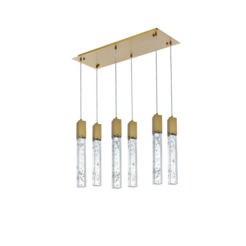 Luminaire suspendu noir Aurora 32 pouces, Or satiné