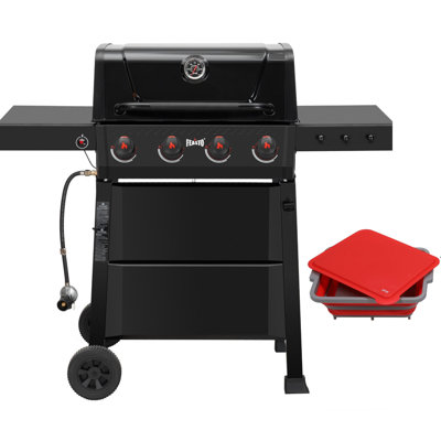 Feasto 4-Burner Propane Gas Grill With Collapsible Bbq Prep Tub
