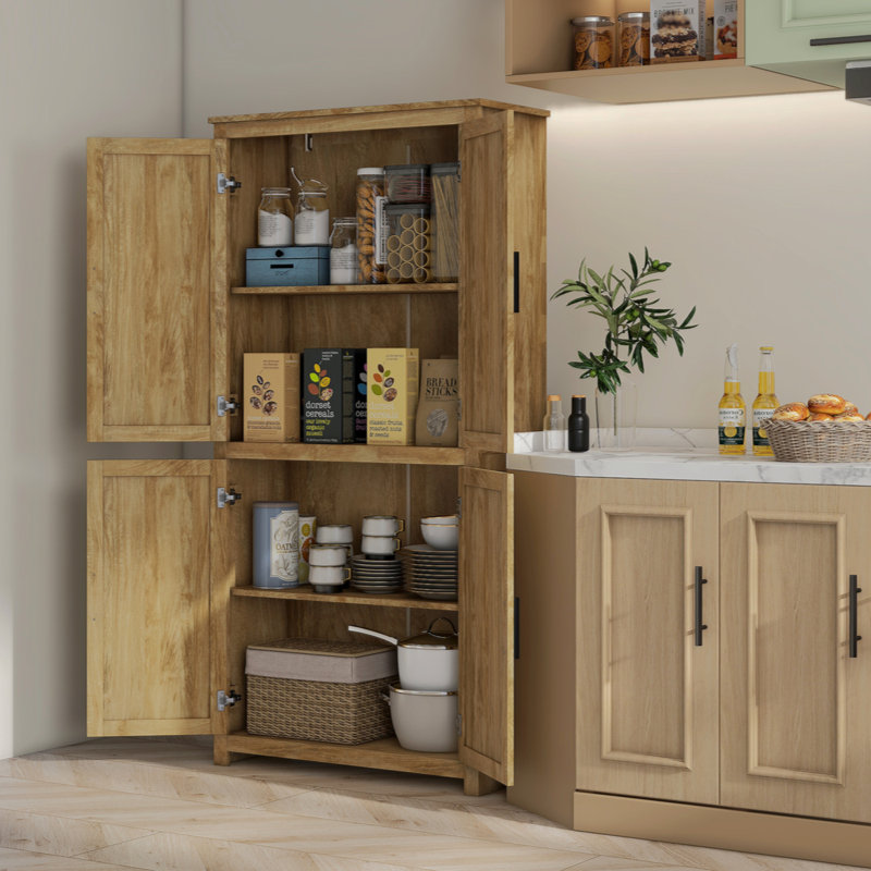 Armoire de rangement en rotin de 64 po avec tablette réglable Brieuc