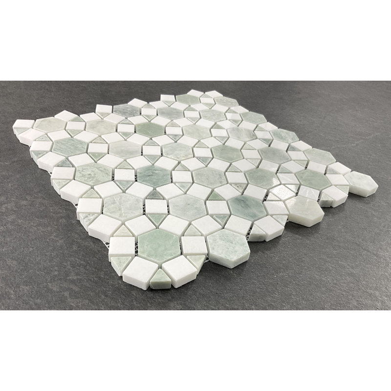 3.25" x 12.75" Ming Green Marble Novelty Mosaic Wall & Floor Tile