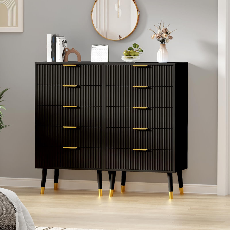 60 cm W Chest of 5 Drawers, Black