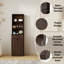 Armoire de rangement haute cannelée étroite avec compartiment à poubelle caché, armoire autoportante en noyer, tablettes ouvertes ouvertes et tiroir, anti-basculement pour la cuisine et le bureau à domicile (poubelle non incluse)