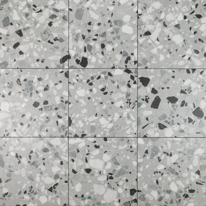 Venexia Grain 8" x 8" Porcelain Terrazzo Wall & Floor Tile, Tronchetto Dark Gray