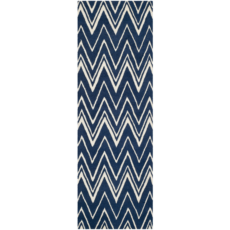 Sanyla Hand Tufted Wool Chevron Rug, Runner 2'6" x 8'