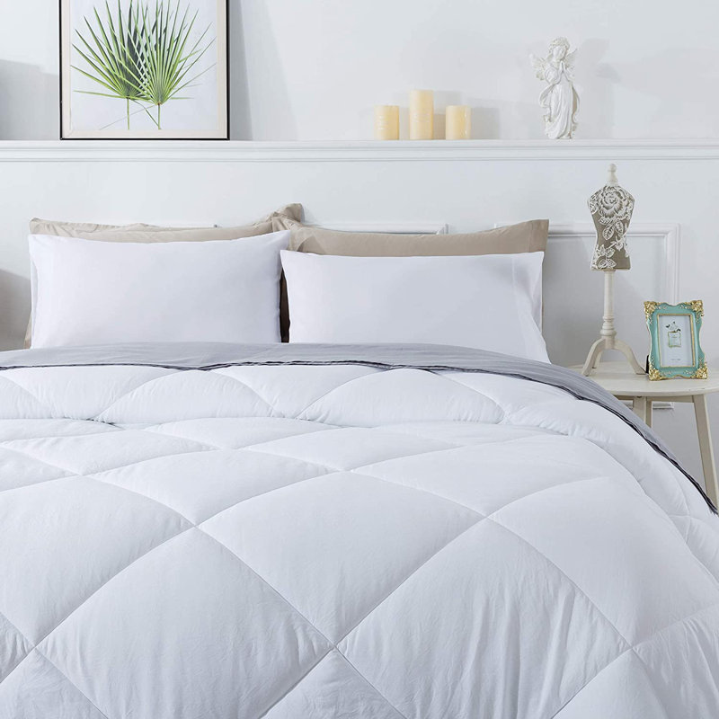 Polyester Box Stitch Comforter, Queen Comforter, White