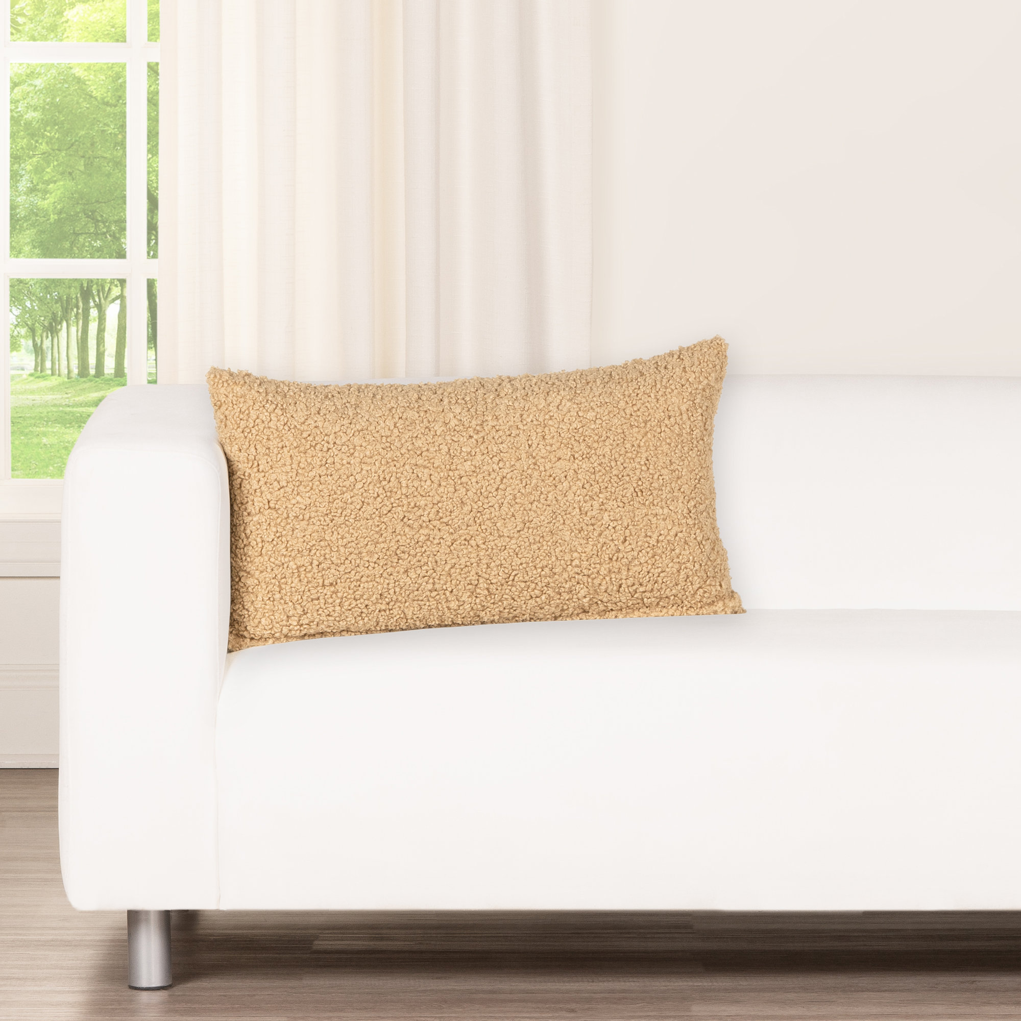Tiffany Honey 20" x 20" Throw Pillow, Feather, Beige, 
Rectangle 12"H x 21"W