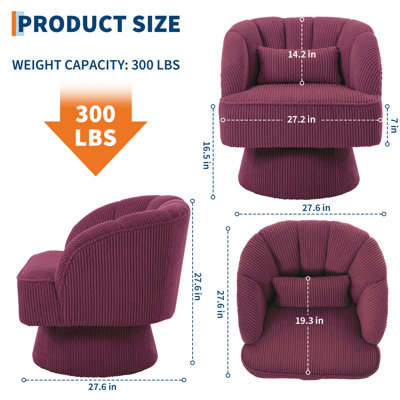 Velvet Lounge Chair with Striped Backrest and Upholstered Plush Padding for Living Room or Bedroom
