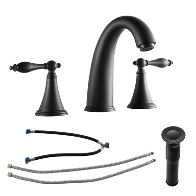 Widespread 2-handle Bathroom Faucet with Drain Assembly