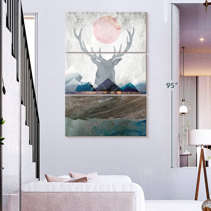 Brampt Deer And Mountains, 74" H x 48" W