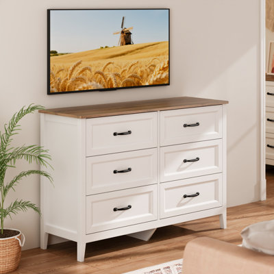 47.2" W 6-Drawer Double Dresser with Smooth-Gliding Drawers and Storage