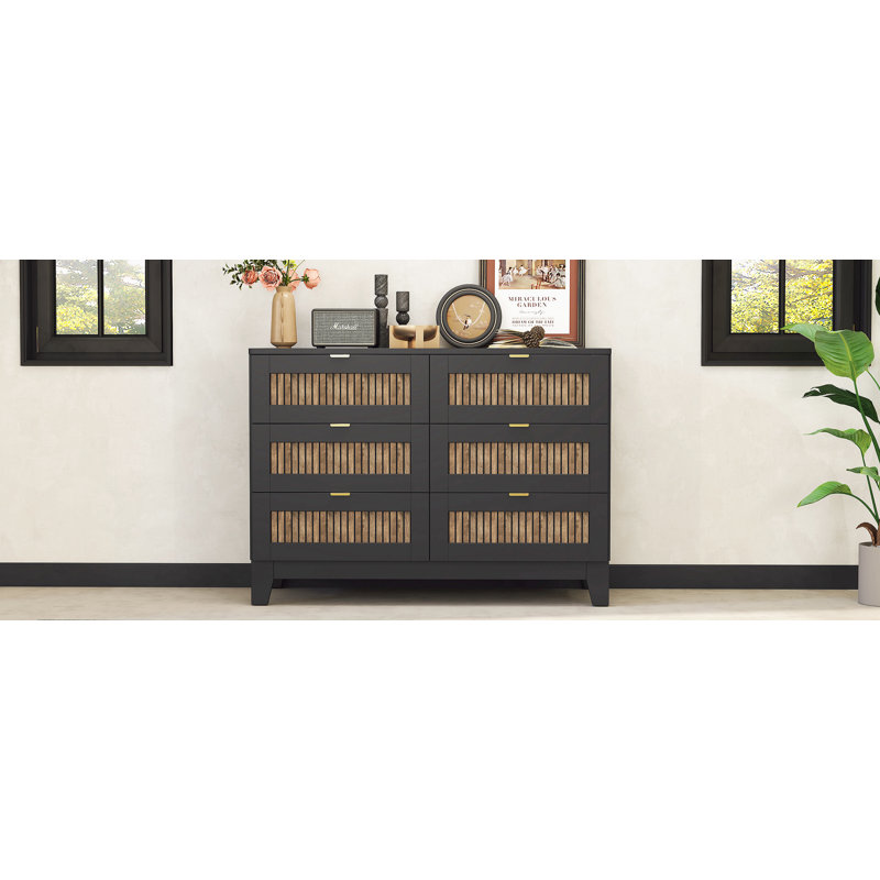 Commode 6 tiroirs Rinyah, Noir