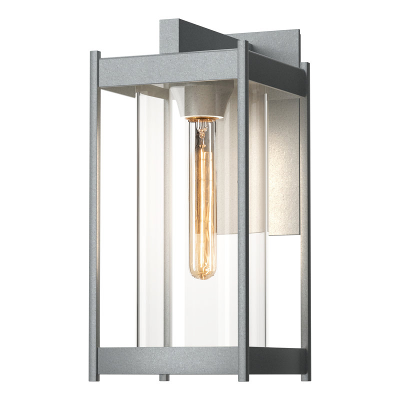 Cela Outdoor Wall Lantern, 13.6" H x 6.2" W x 7.5" D, Coastal Burnished Steel, Opal Glass