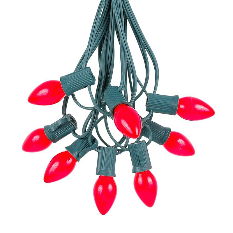 Lampe de noël en céramique 100 de chaîne lumineuse, Rouge, 25 lumières