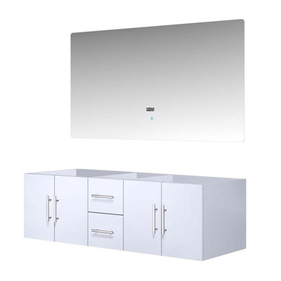 Charmant meuble-lavabo double avec miroir à DEL intégré et rangement abondant