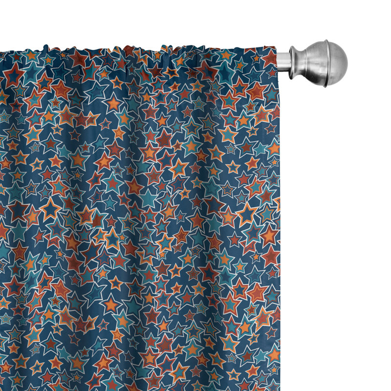Stars Semi-Sheer Rod Pocket Curtain Panels, 28" x 95"