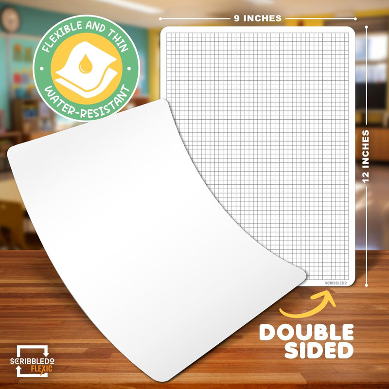 Scribbledo Small Grid Dry Erase Sheets 9”x12”