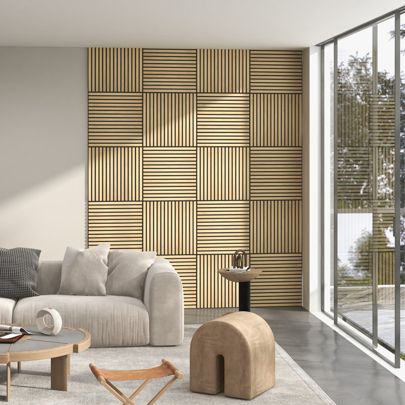 Ensemble de 4 panneaux muraux 3D en faux bois, Chêne