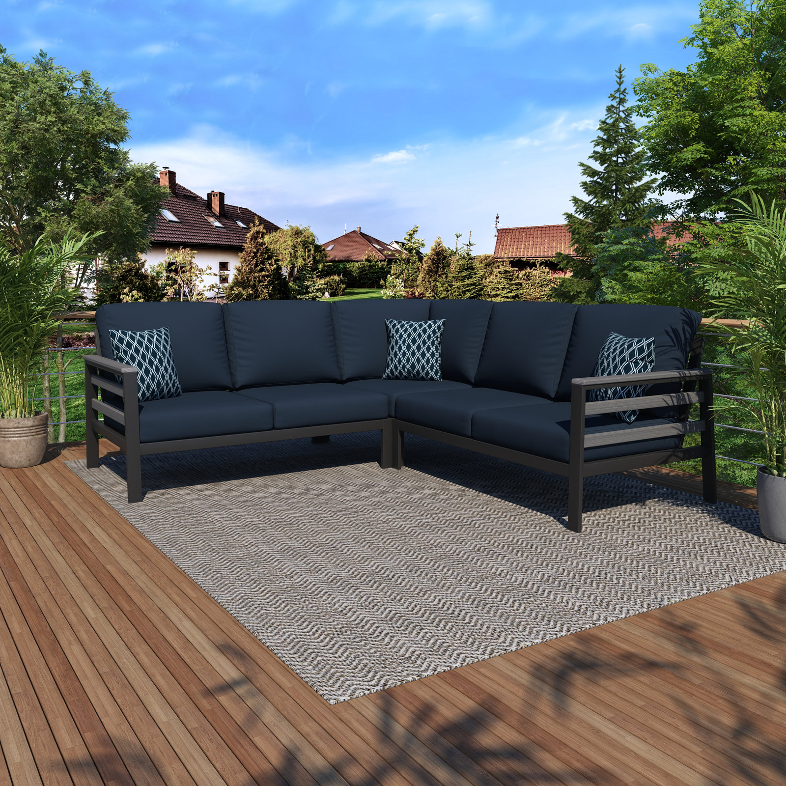 Townsend 87" Sunbrella® Patio Sofa, Canvas Navy Sunbrella® Canvas
