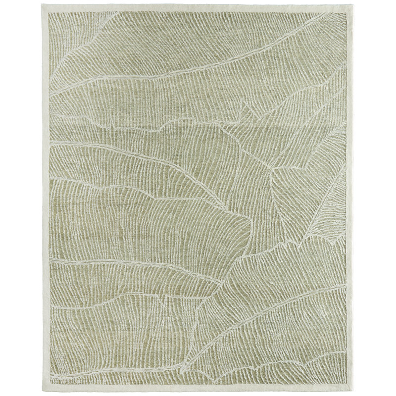 Tapis floral et botanique moderne Timitra, Rectangulaire 8 pi x 10 pi, Vert