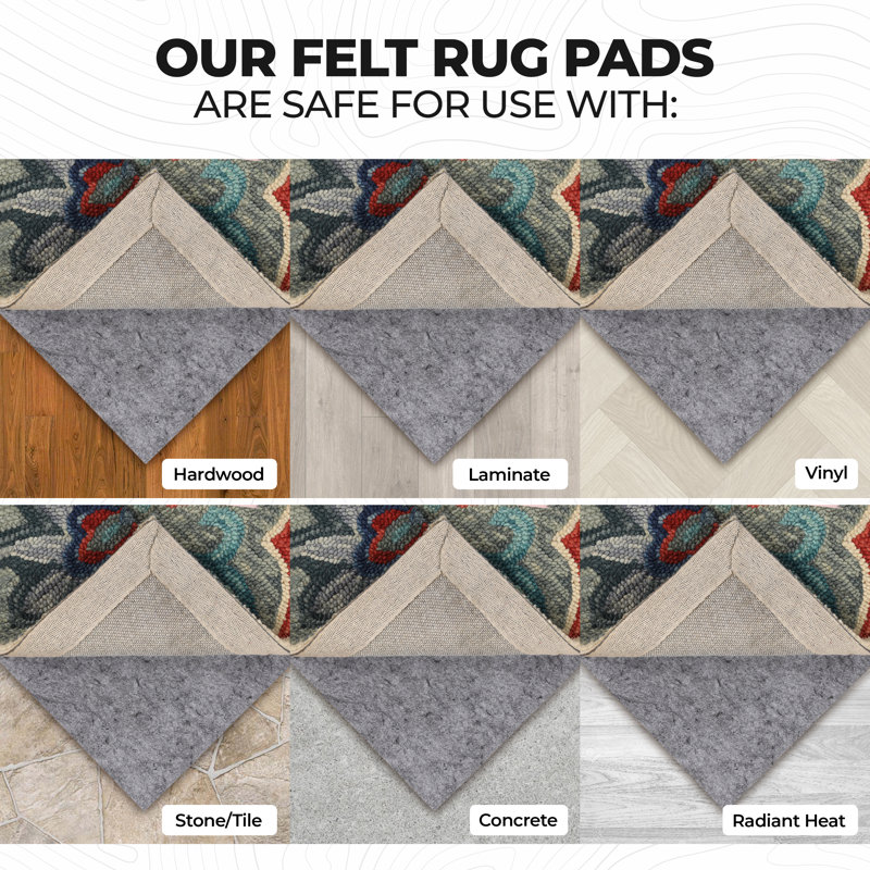 Sous-tapis d'intérieur en polyester Pennee, Tapis de couloir 2 pi 8 po x 8 pi, Neutral Grey