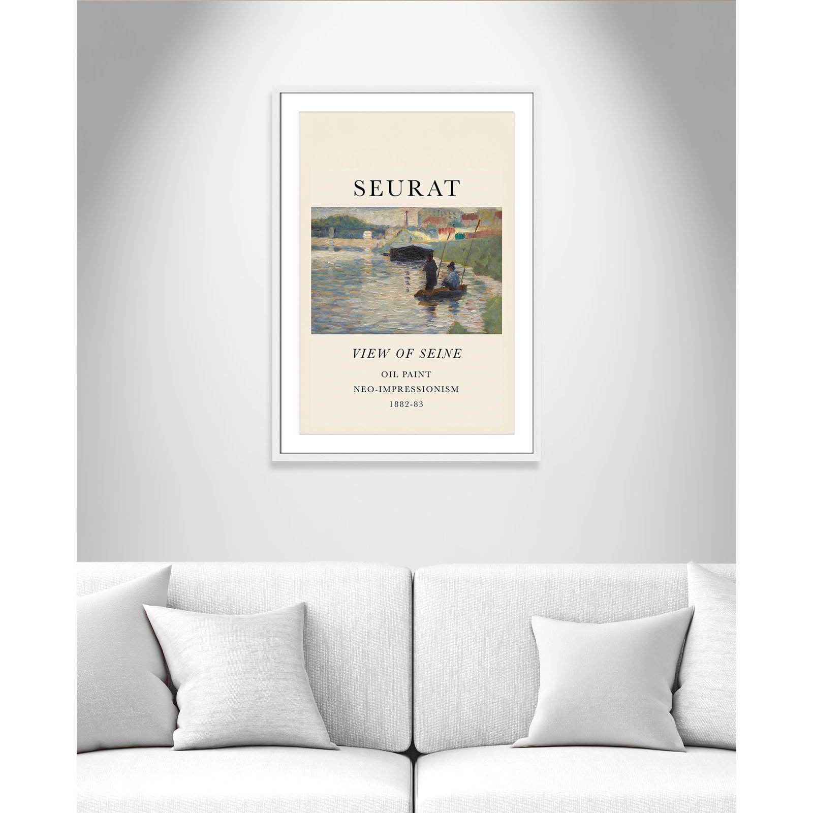 View Of Seine by Georges Seurat, Yes, 35.5" H x 25.5" W x 1.25" D, White Single Picture Frame