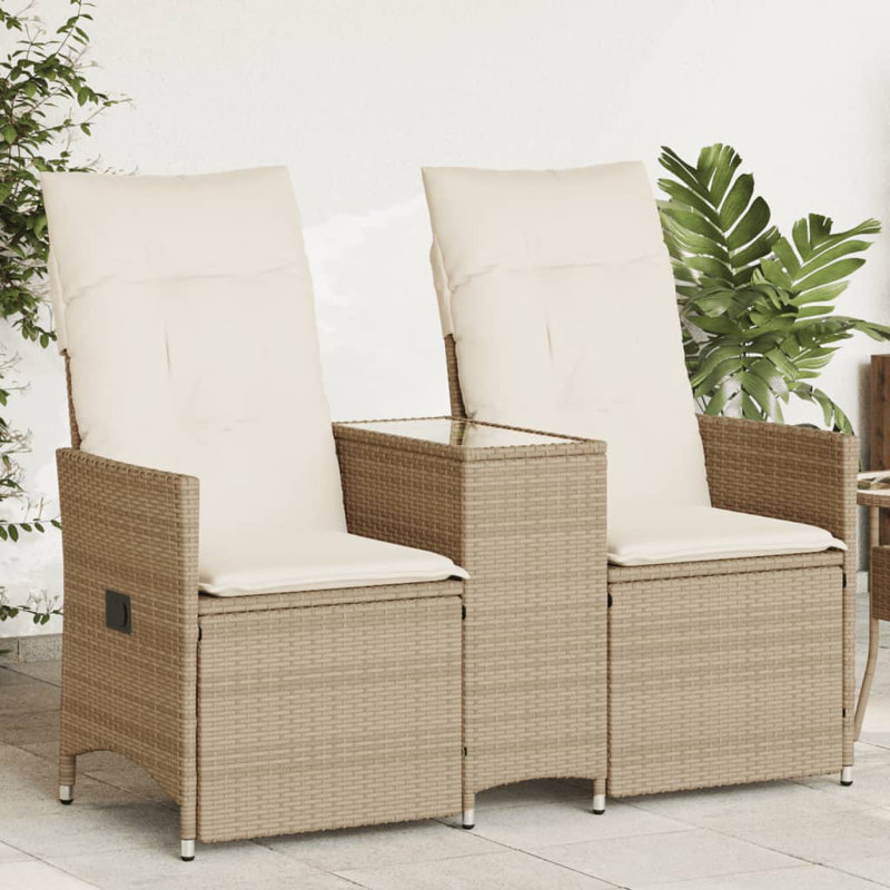 Canapé de jardin inclinable Vidaxl, Blanc, crème, Beige