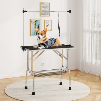 Dog Grooming Table  , Adjustable Grooming Table for Dogs at Home, Foldable Pet Grooming Table , Portable Large Dog Grooming Table with Arm, Noose, Mesh Tray,