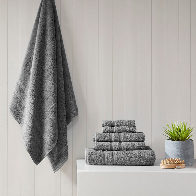 100% Turkish Cotton 6 Piece Towel Set, Charcoal
