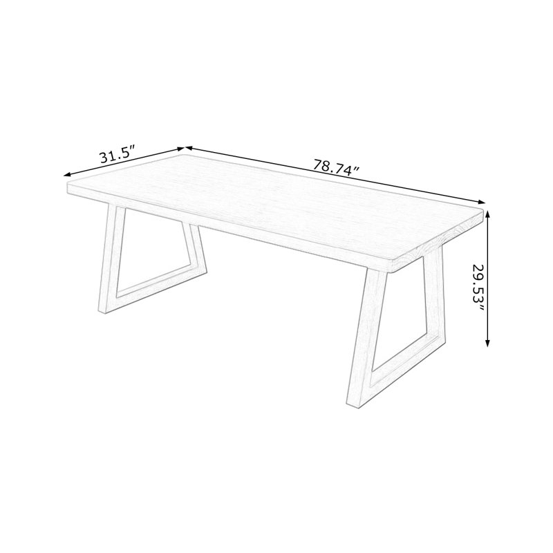 Bureau rectangulaire brun en bois massif, H 29,53 po x l 78,74 po x P 31,5 po