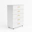 Commode 5 tiroirs avec poignées, blanc - armoire de rangement moderne