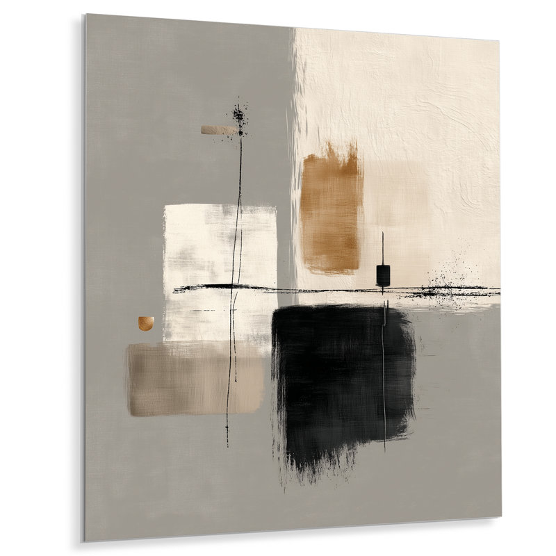 Formes noires avec mélange abstrait de minimalisme gris - Minimalisme abstrait, art mural en métal, L 16 po x H 32 po