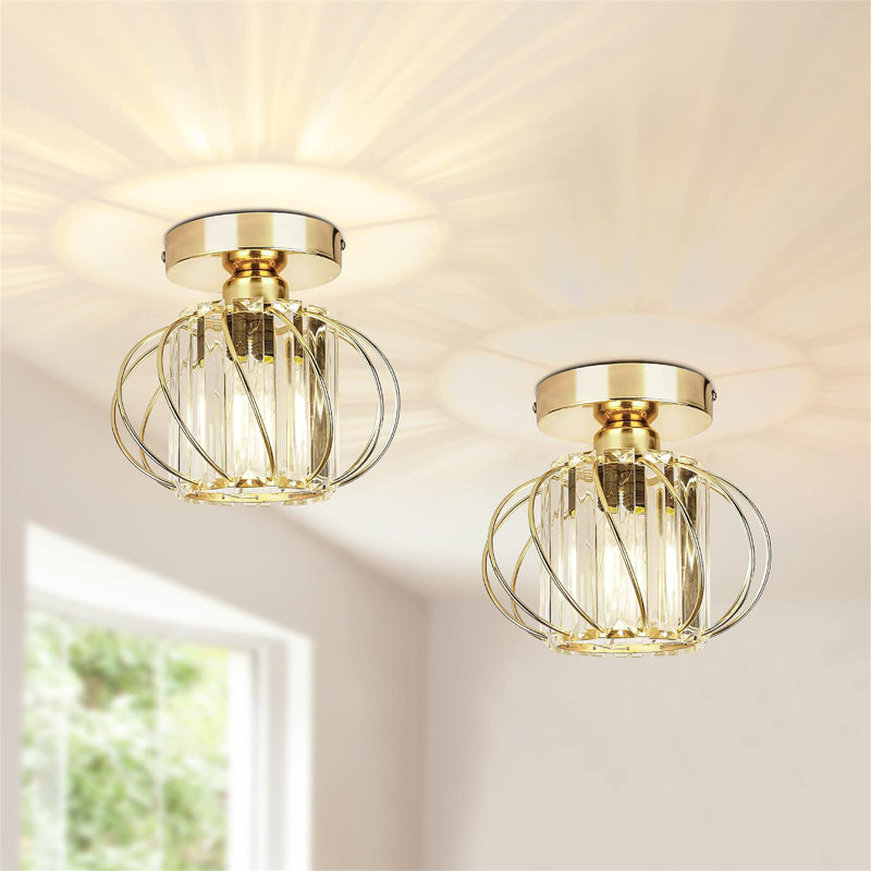 Crystal Semi Flush Mount, Gold