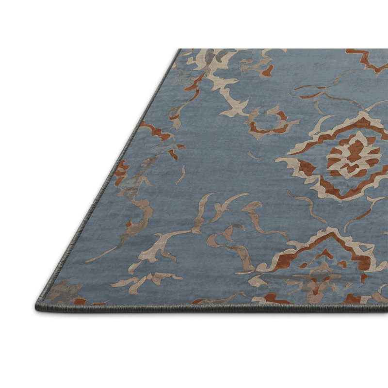 Tapis gris soyeux et moelleux, Rond 8 pi