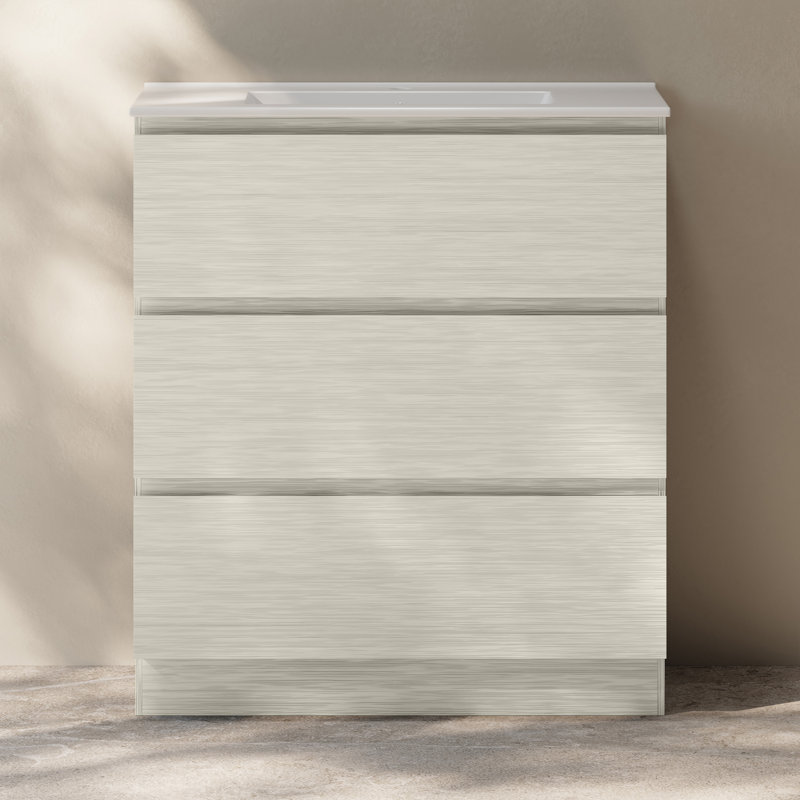 Meuble-lavabo sur pied avec lavabo 30 po Liberte, Chêne blanc