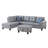 Gray Faux Leather L - Shaped Sectional With Storage , Seating Four For Memorable Home Movie And Game Experiences, 3 Piece Pull Down Center Seat Cup Holders, Two Toss Pillows, Rounded Arm Design,-1092544114