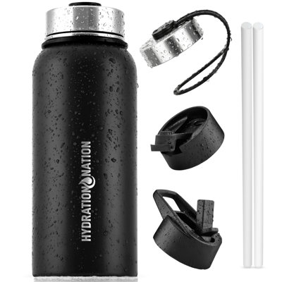 Zulay Kitchen Stainless Steel Vacuum Insulated Water Bottle by Hydration Nation - 32 oz