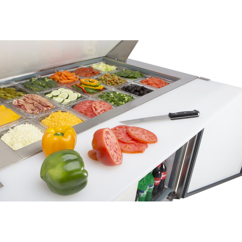 Stainless Steel 18 Cu Ft 3-Door Commercial Prep Refrigerator