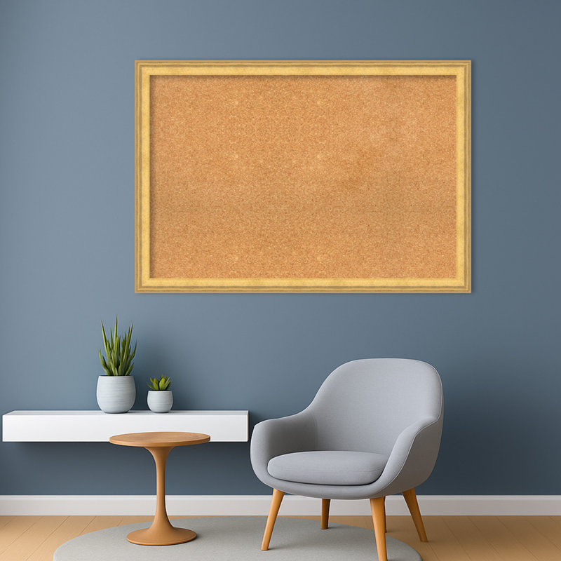 Panneau de liège Owen Gold Wood, tableau d'affichage en liège naturel, tableau d'organisation, Naturel, H 27 po x l 39 po