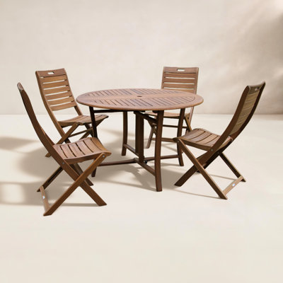 Ensemble repas d'extérieur en eucalyptus pour 4 personnes Kinsler 