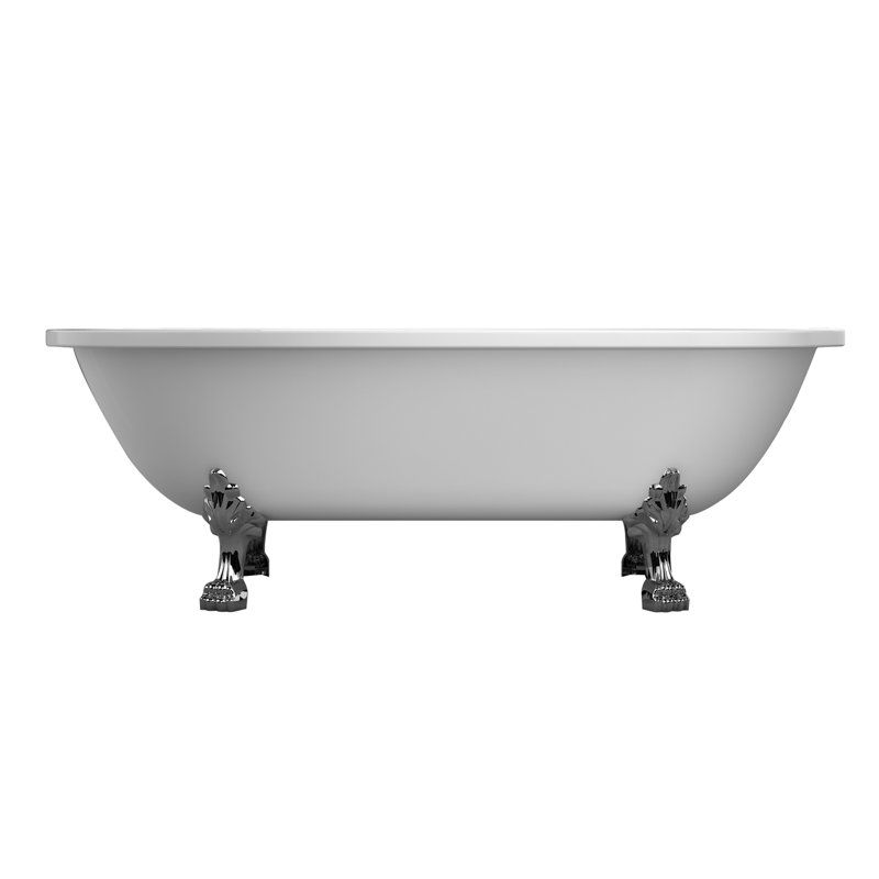 Colin 70'' x 31.75'' Freestanding Soaking Acrylic Bathtub, Brushed Nickel
