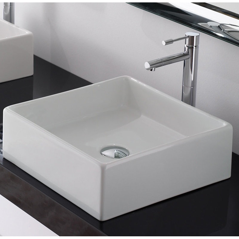 Lavabo de salle de bain vasque carré en céramique avec trop-plein Teorema