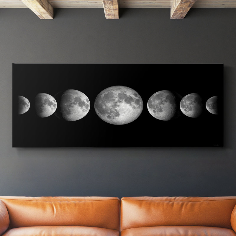 Phases lunaires - Toile tendue avec châssis - Prêt à accrocher, H 12 po x l 30 po