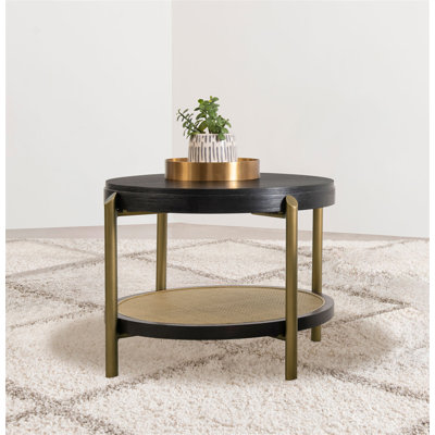 Round End Side Table With Storage Shelf