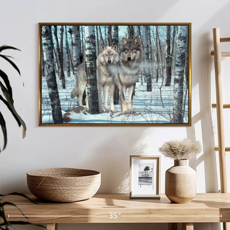 Ombres de neige, Cadre flottant doré, 25 po x 17 po