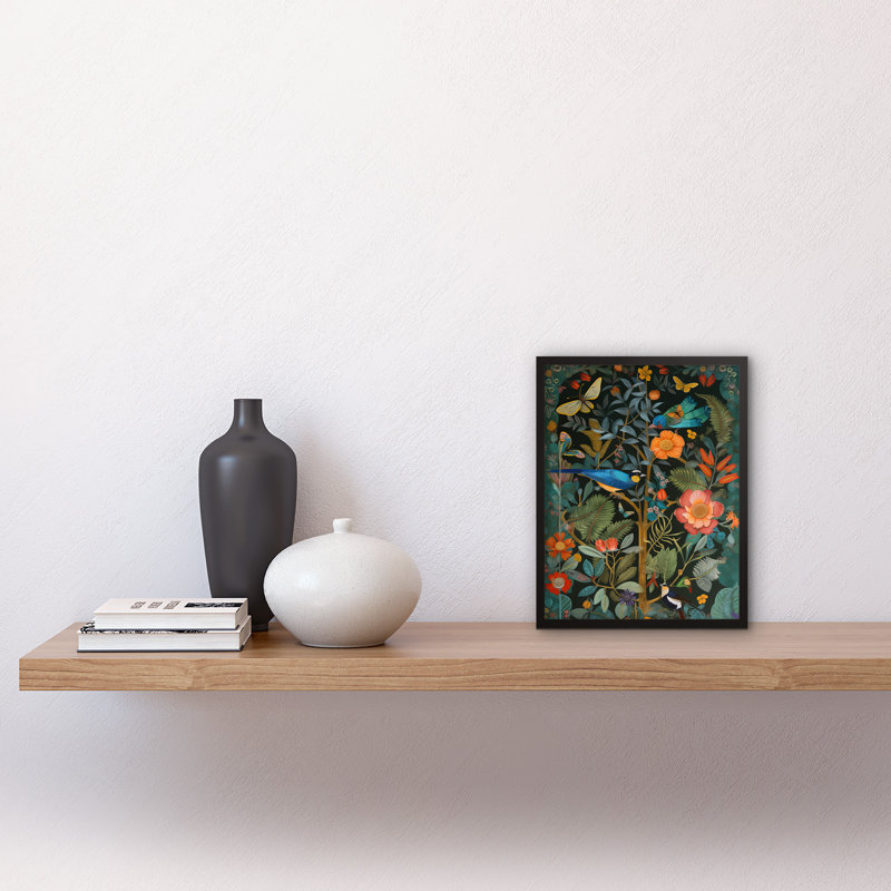 Wigston Birds And Butterflies Modern FlowerNouveau - Single Picture Frame Print