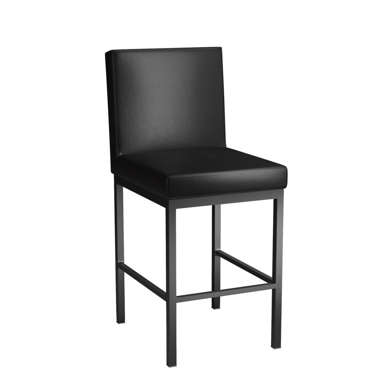 Upholstered Counter Stool with Metal Frame, Black, Counter Stool (26" Seat Height)